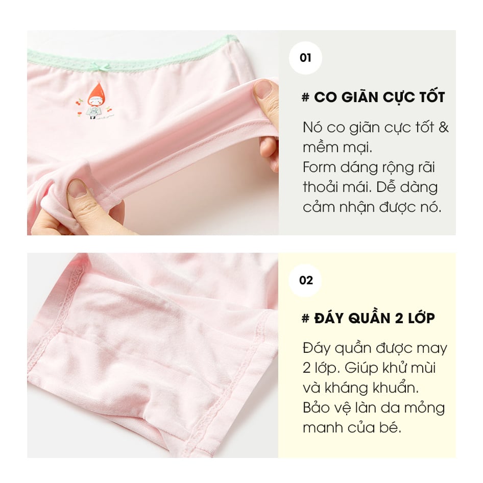 Set 3 quần chip đùi vải Tencel cho bé gái U6058