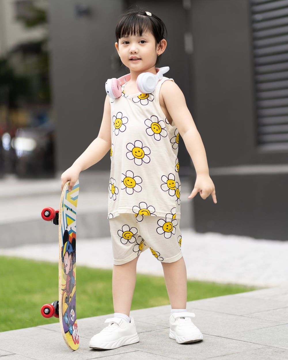 Bộ đồ ba lỗ Cool Feel mịn mỏng mát bé gái U4061