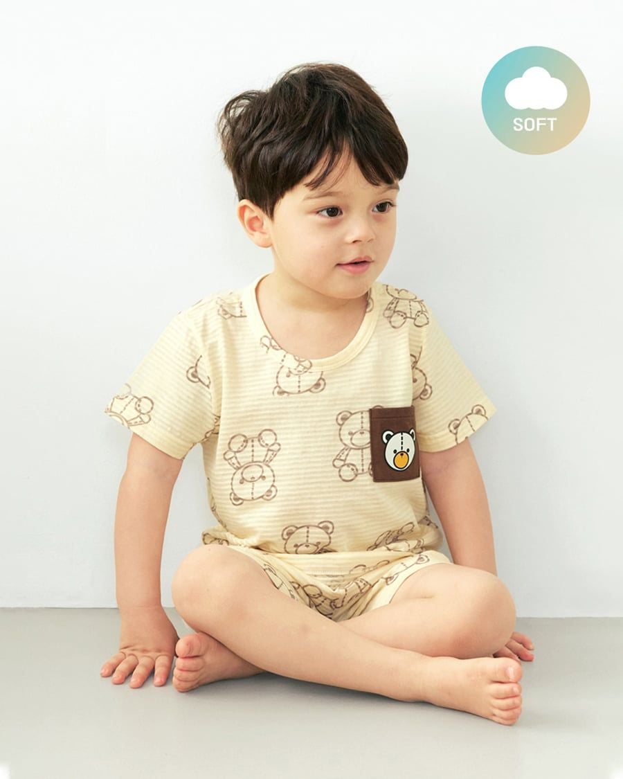 Bộ đồ ngắn cotton giấy bé gái và bé trai U3150