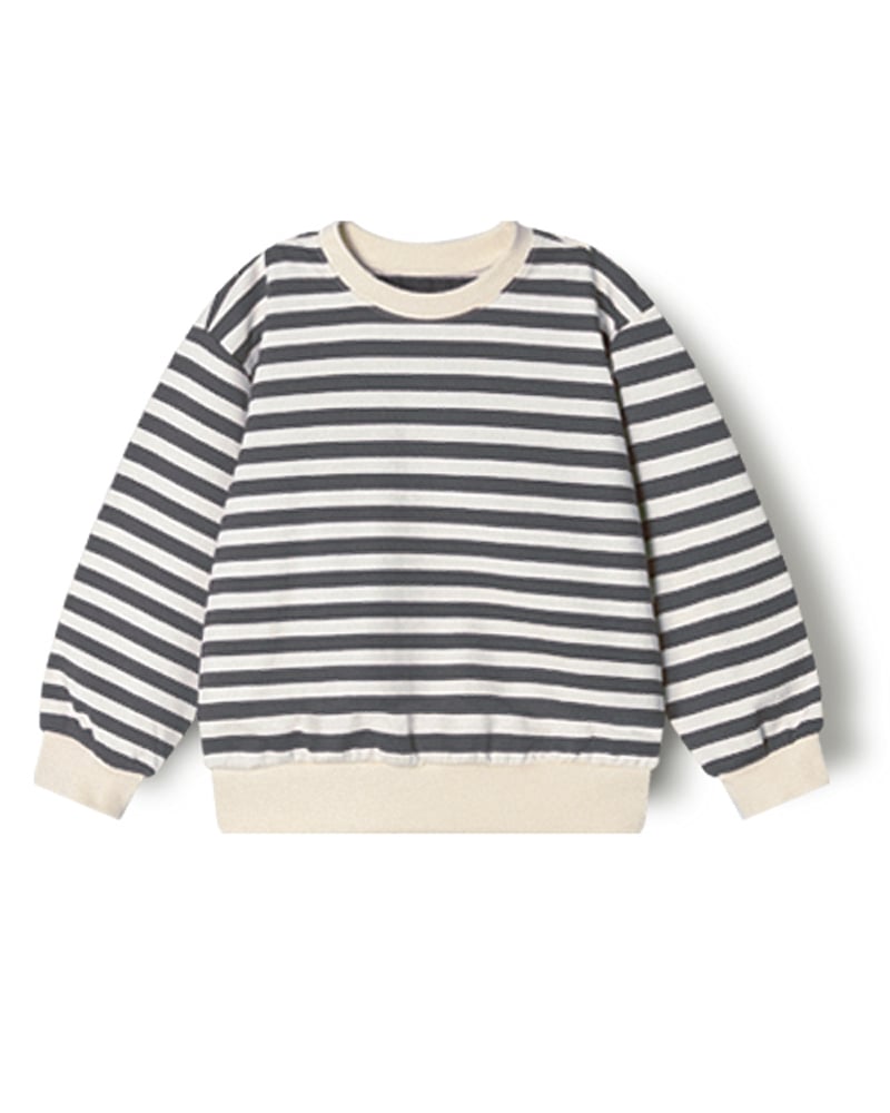 Áo sweater dài tay kẻ ngang vải cotton spandex dày vừa bé trai và bé gái U900F