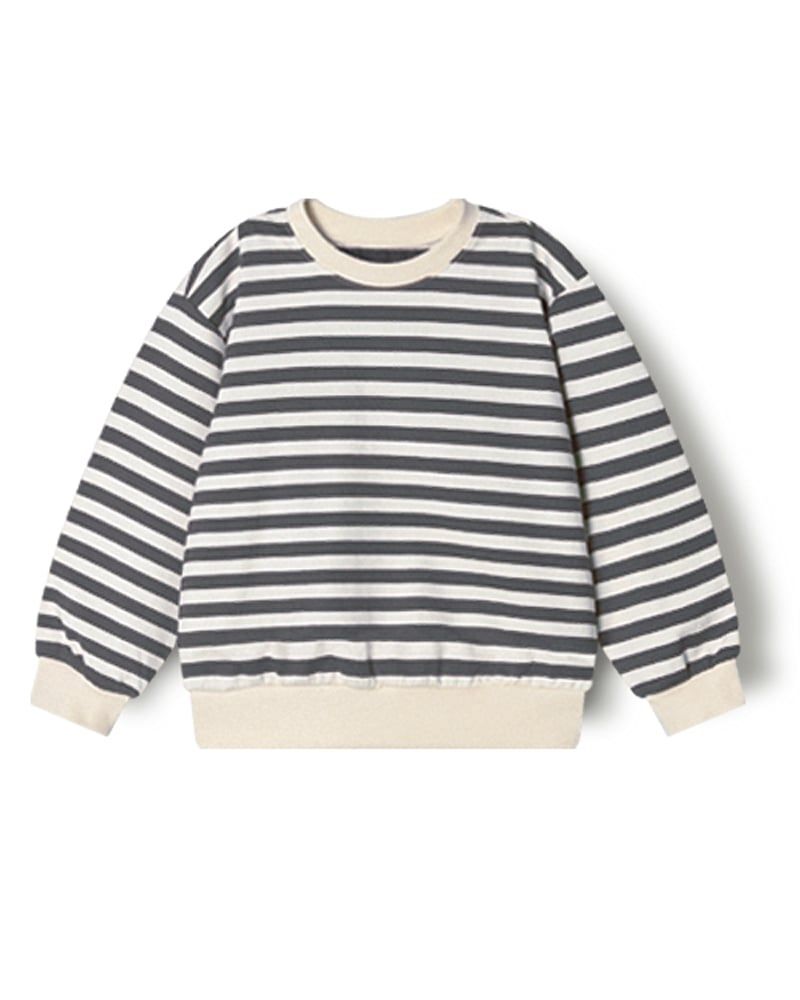 Áo sweater dài tay kẻ ngang vải cotton spandex dày vừa bé trai và bé gái U900F