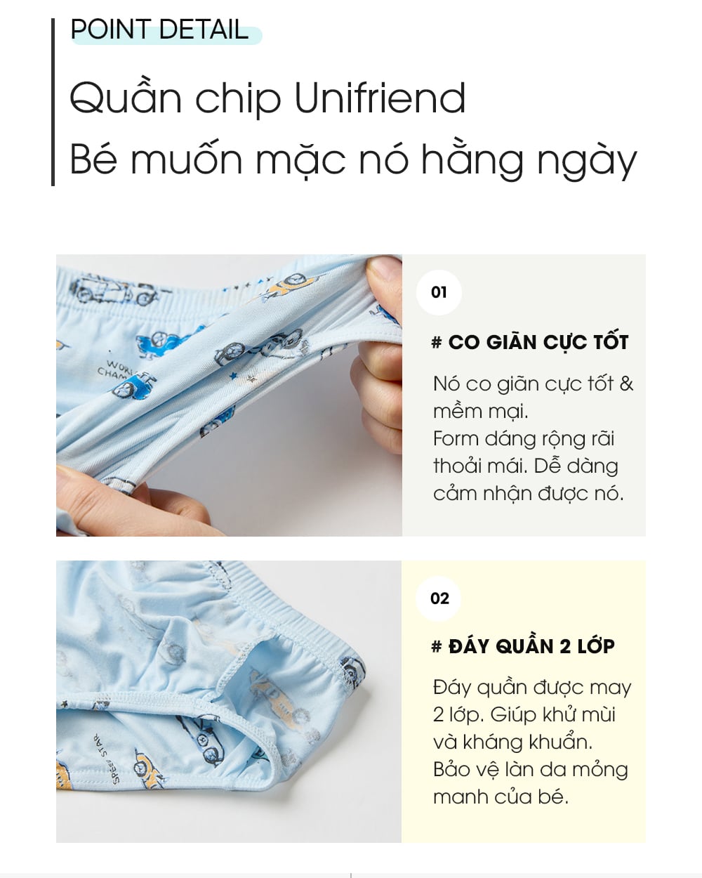 Set 3 quần chip tam giác vải Tencel siêu mềm mịn cho bé trai U6063