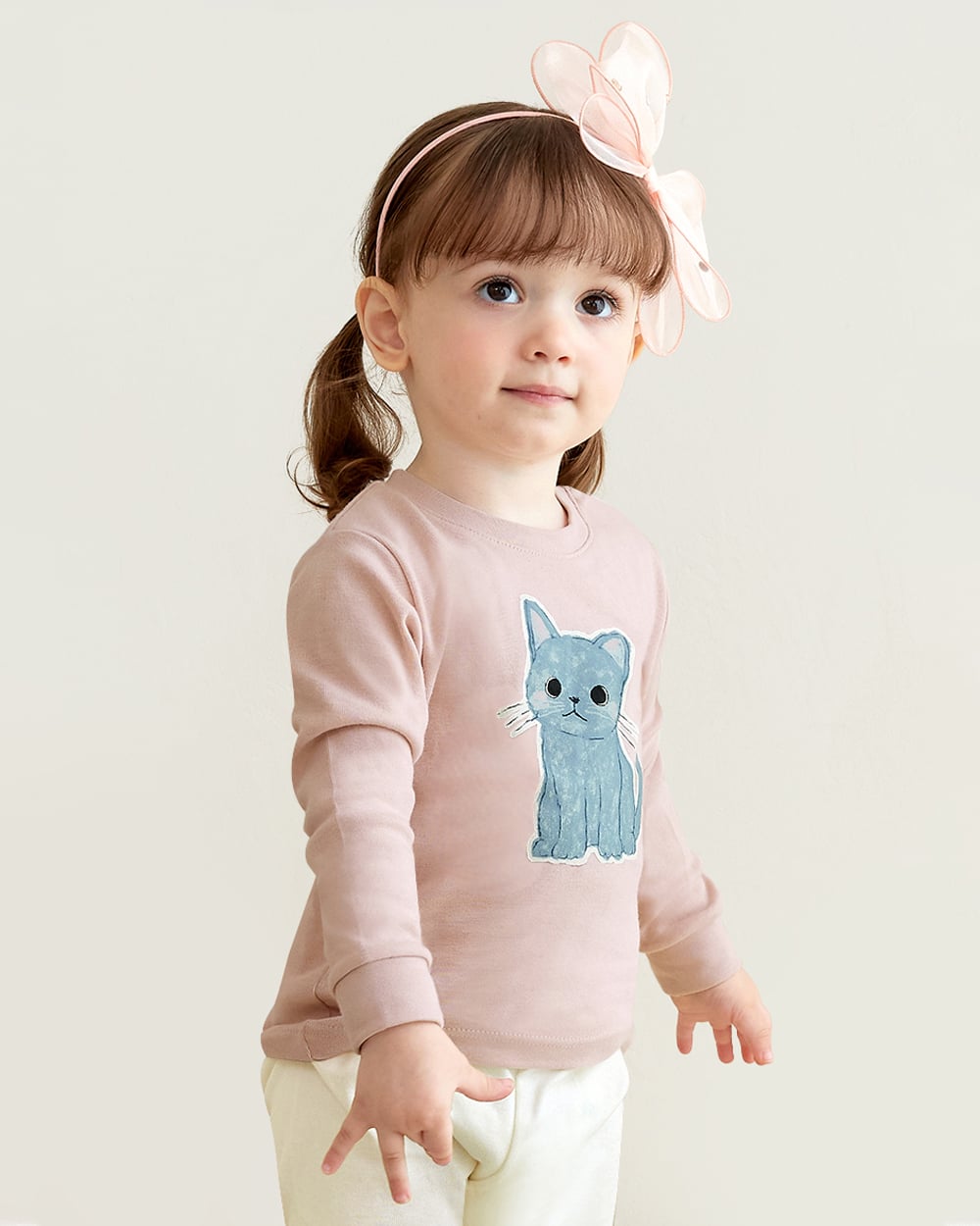 Bộ đồ dài dáng ôm cotton mịn bé gái U1216