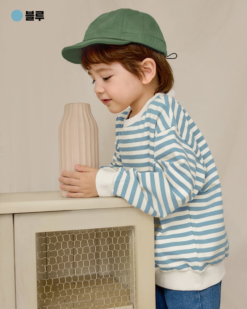 Áo sweater dài tay kẻ ngang vải cotton spandex dày vừa bé trai và bé gái U900F