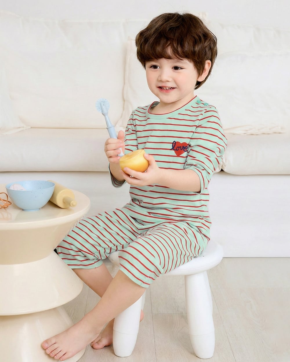 Bộ đồ lửng cotton mịn bé trai và bé gái U2121