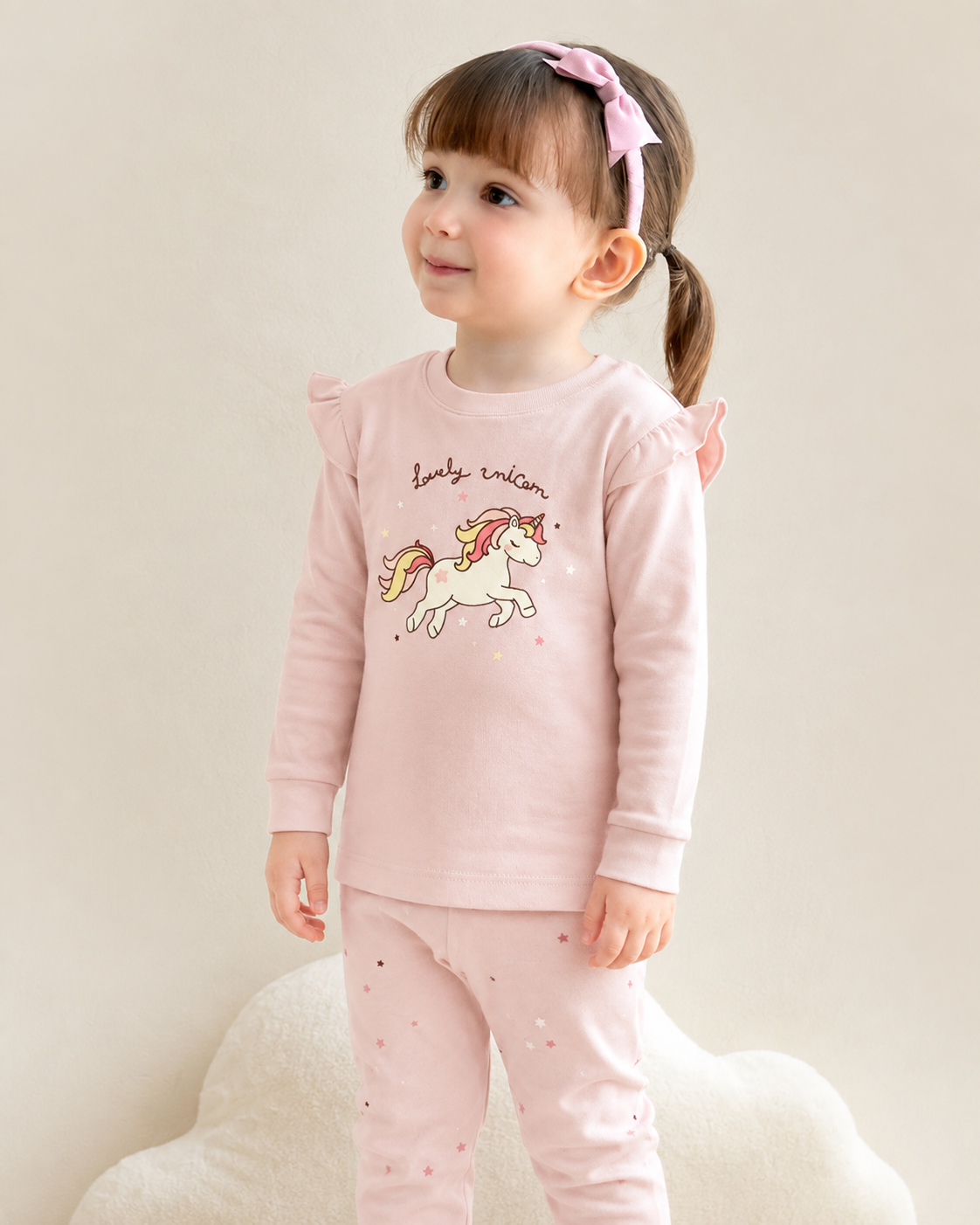 Bộ đồ dài dáng ôm cotton mịn bé gái U1202