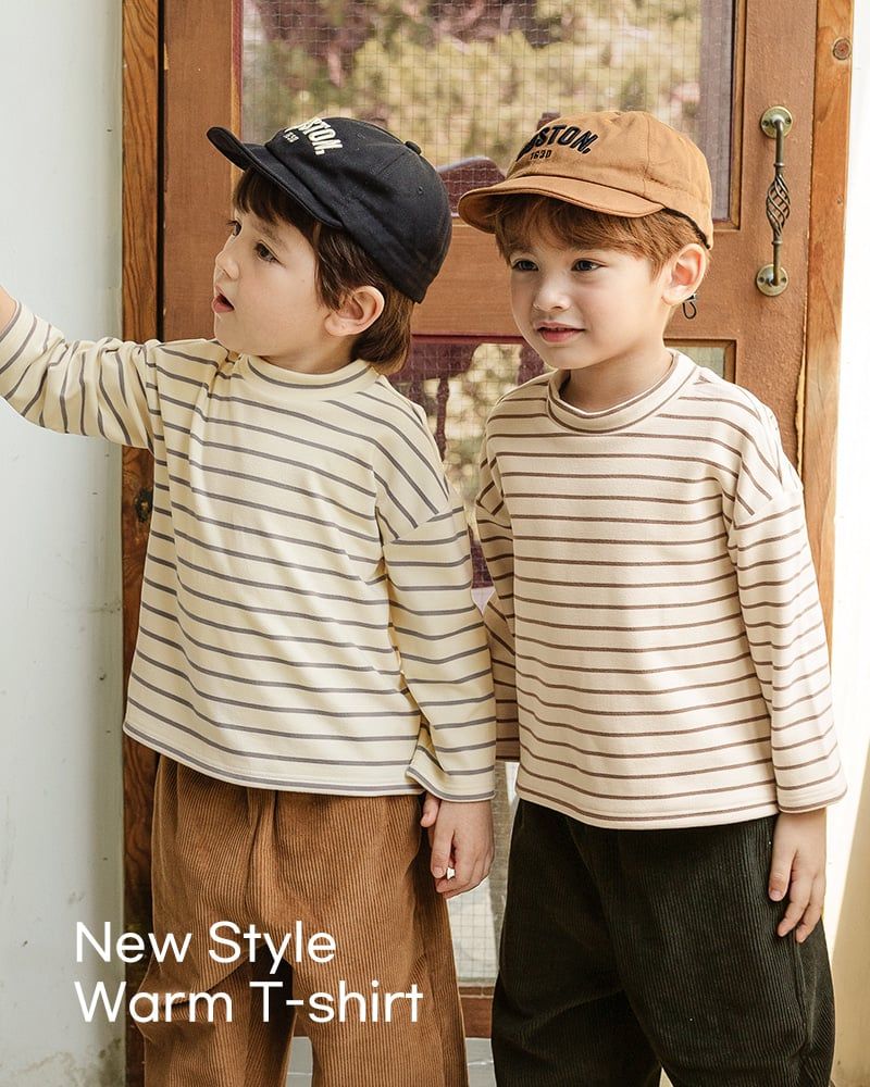 Áo thun dài tay cổ 3 phân vải nỉ cào bông ấm bé trai và bé gái U900G