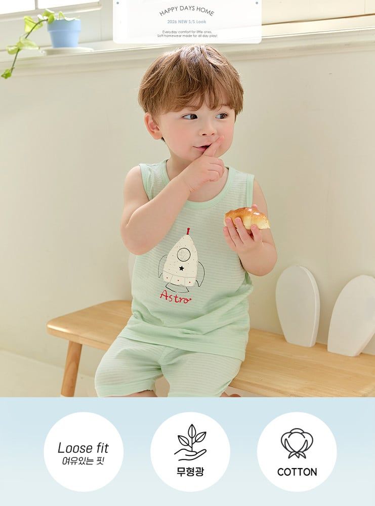 Bộ đồ ba lỗ cotton giấy bé trai U4111