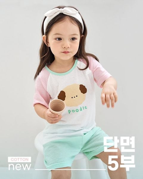 Bộ đồ ngắn raglan cotton giấy bé gái U3226