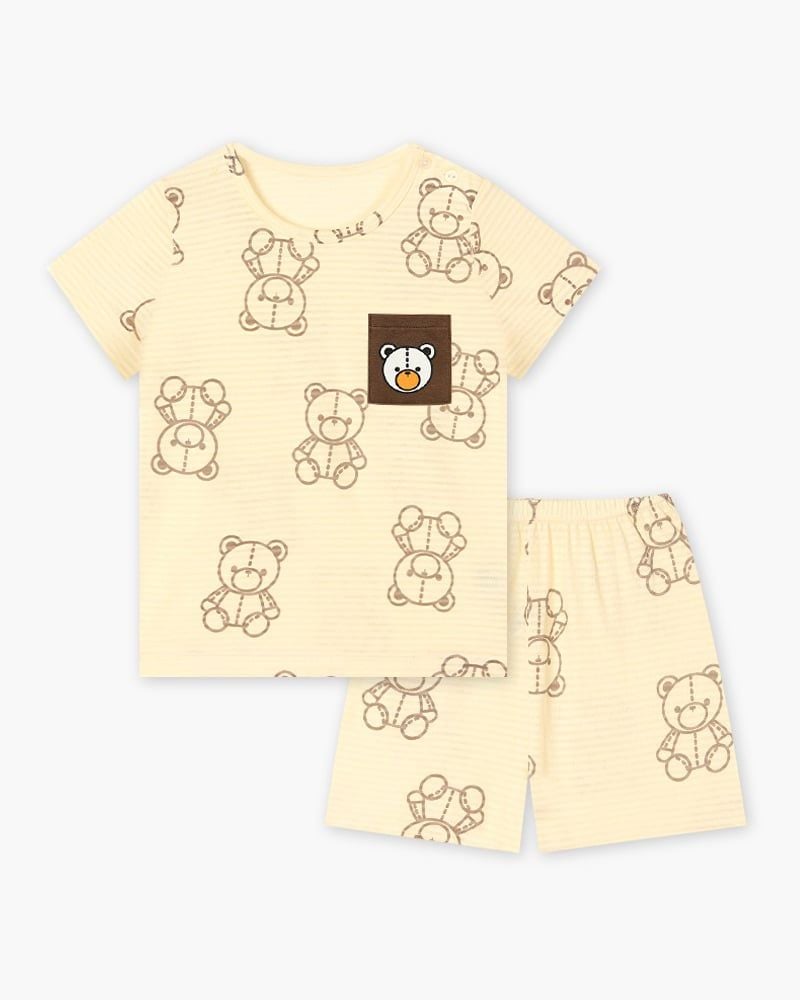 Bộ đồ ngắn cotton giấy bé gái và bé trai U3150