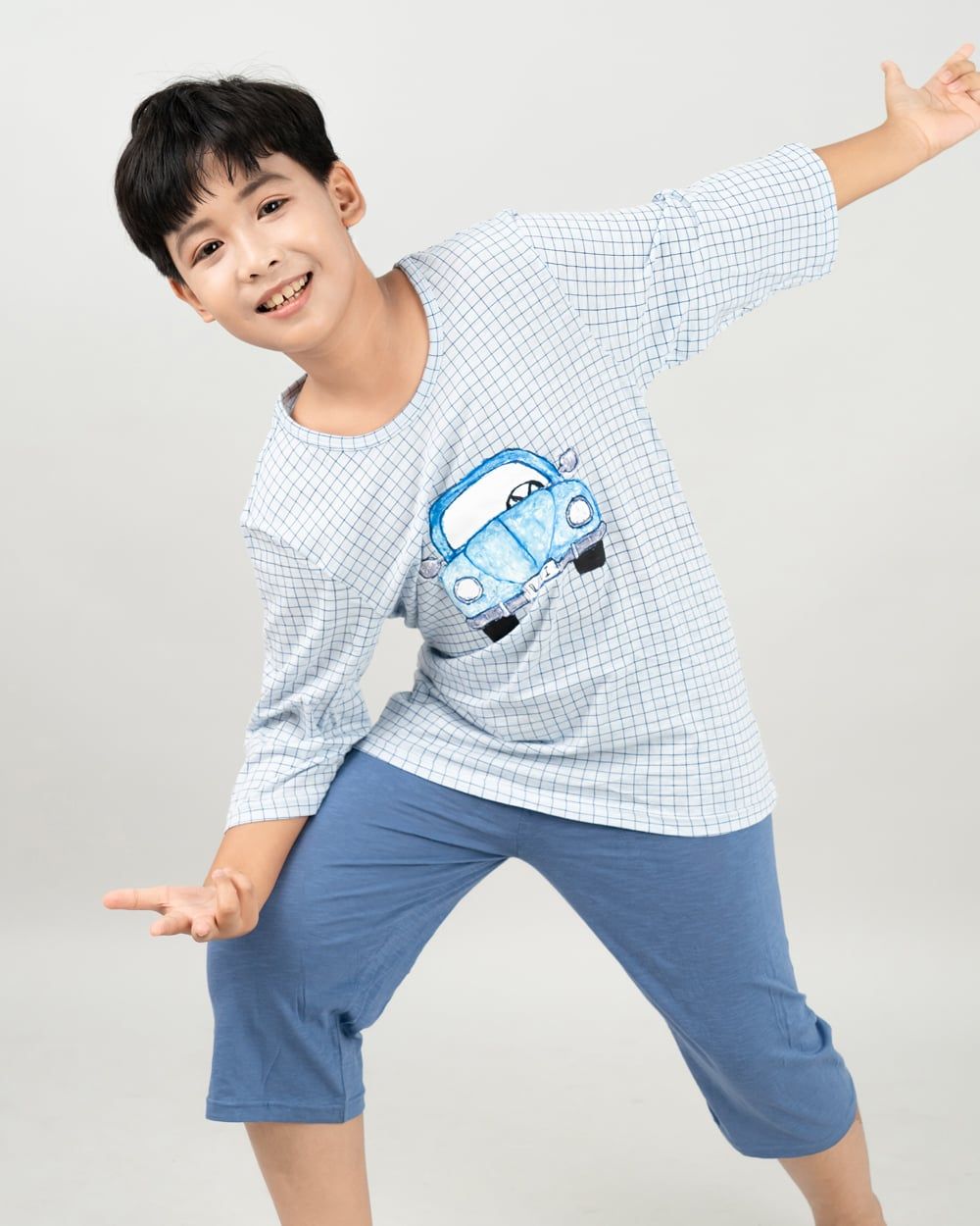 Bộ đồ lửng cotton mịn bé trai U2067