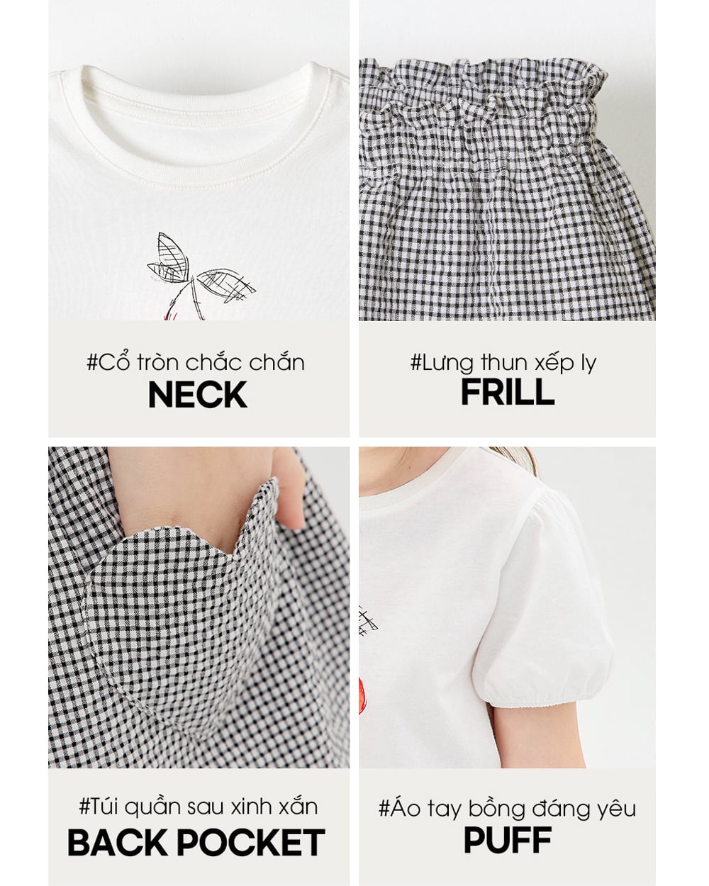 Bộ đồ ngắn cotton mịn bé gái U3217