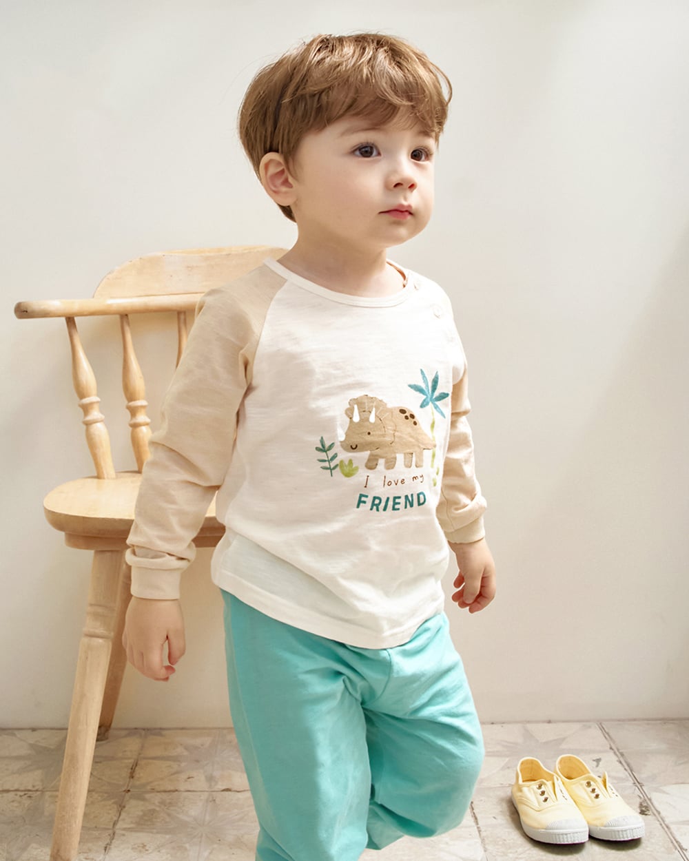 Bộ đồ dài cotton mịn dáng rộng bé trai U1305