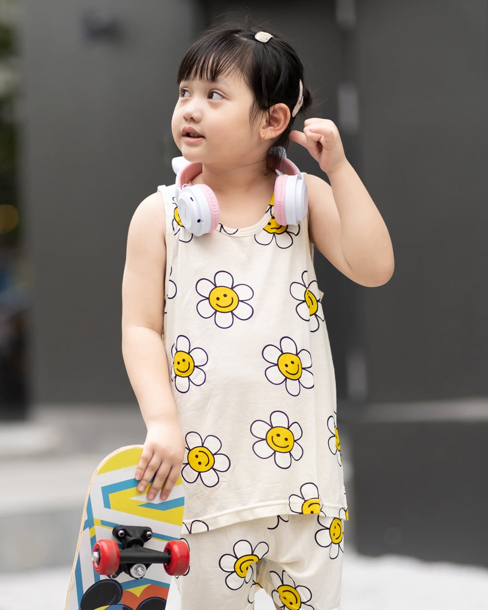 Bộ đồ ba lỗ Cool Feel mịn mỏng mát bé gái U4061