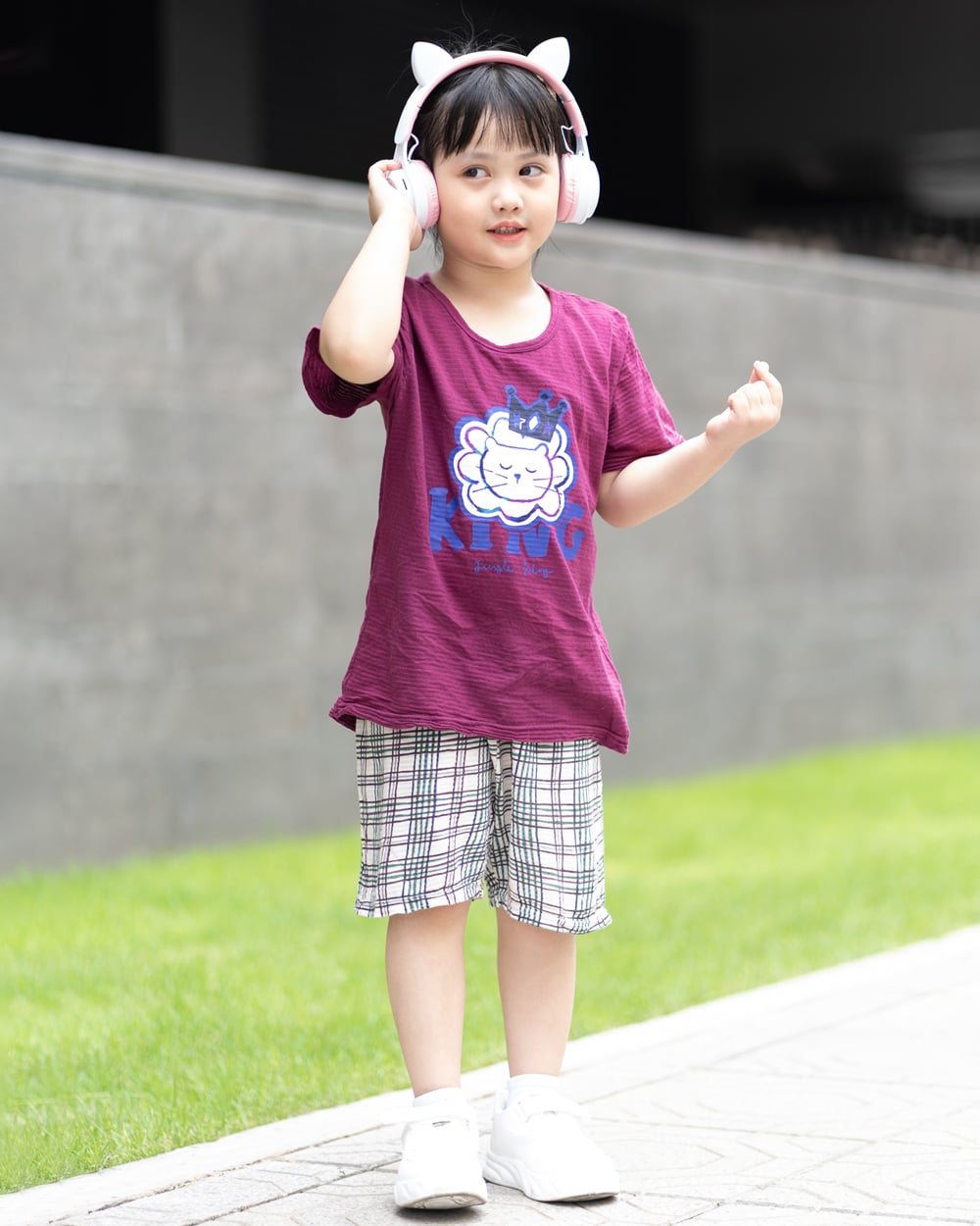 Bộ đồ ngắn cotton giấy phối cotton mịn bé gái và bé trai U3144