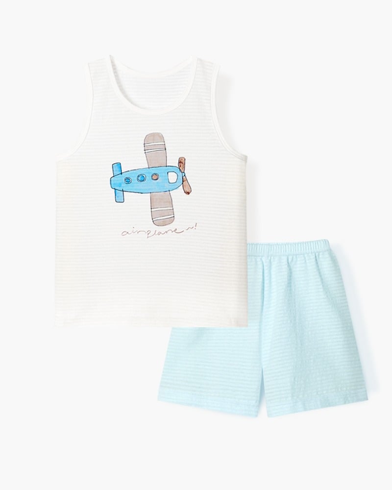 Bộ đồ ba lỗ cotton giấy bé trai U4113