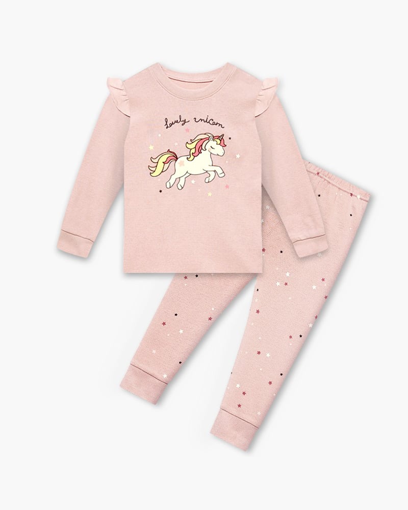 Bộ đồ dài dáng ôm cotton mịn bé gái U1202