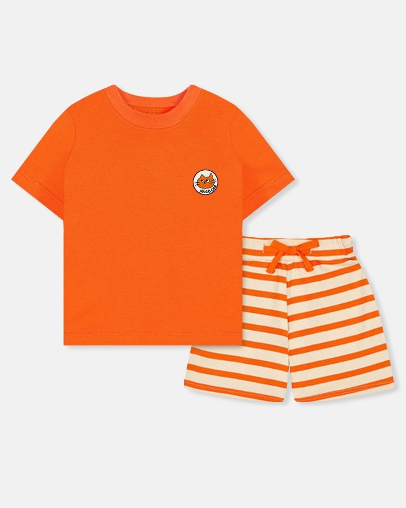 Bộ đồ ngắn cotton mịn bé trai và bé gái U3157