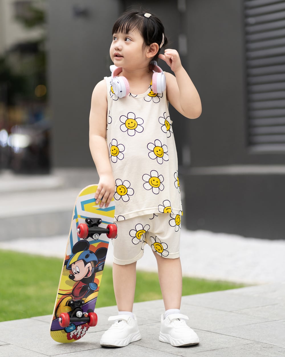 Bộ đồ ba lỗ Cool Feel mịn mỏng mát bé gái U4061