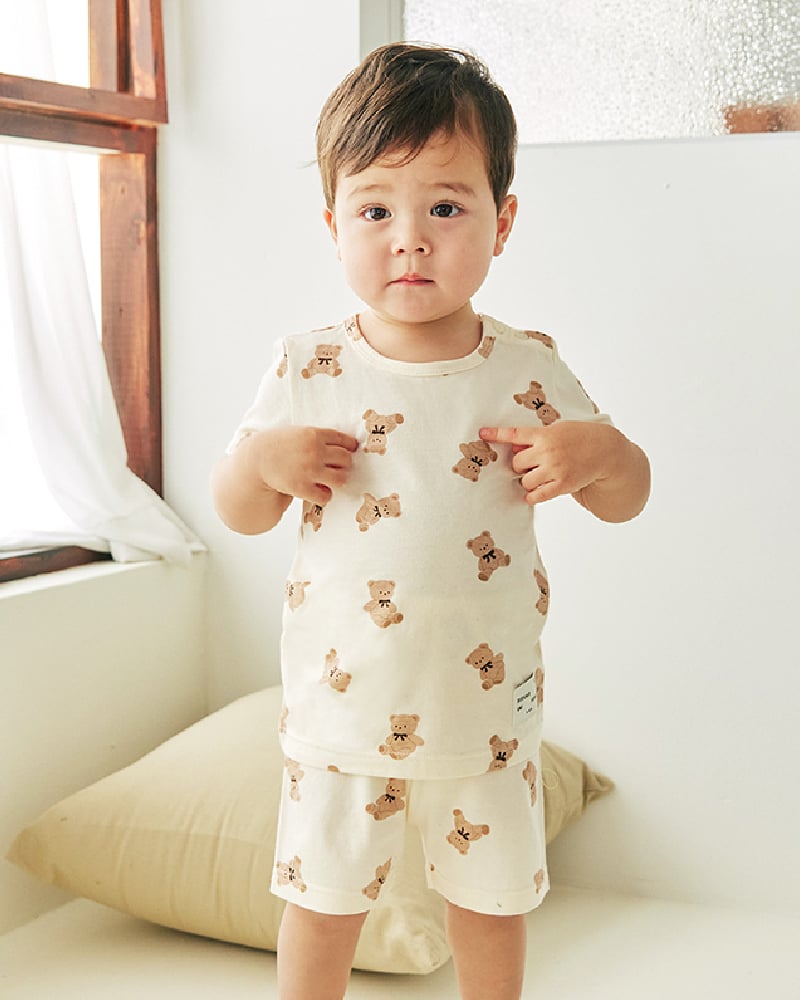 Bộ đồ ngắn cotton mịn bé gái và bé trai U3176