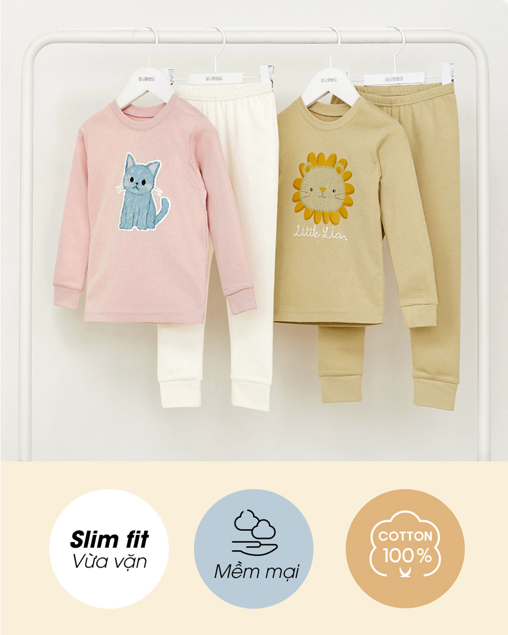 Bộ đồ dài dáng ôm cotton mịn bé trai U1198