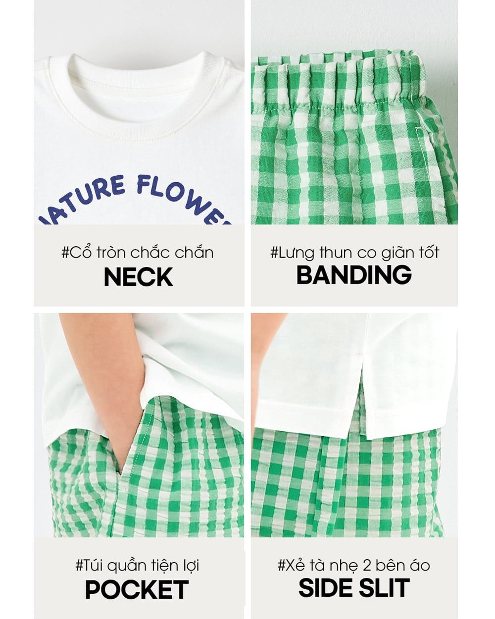 Bộ đồ ngắn cotton mịn bé gái U3214