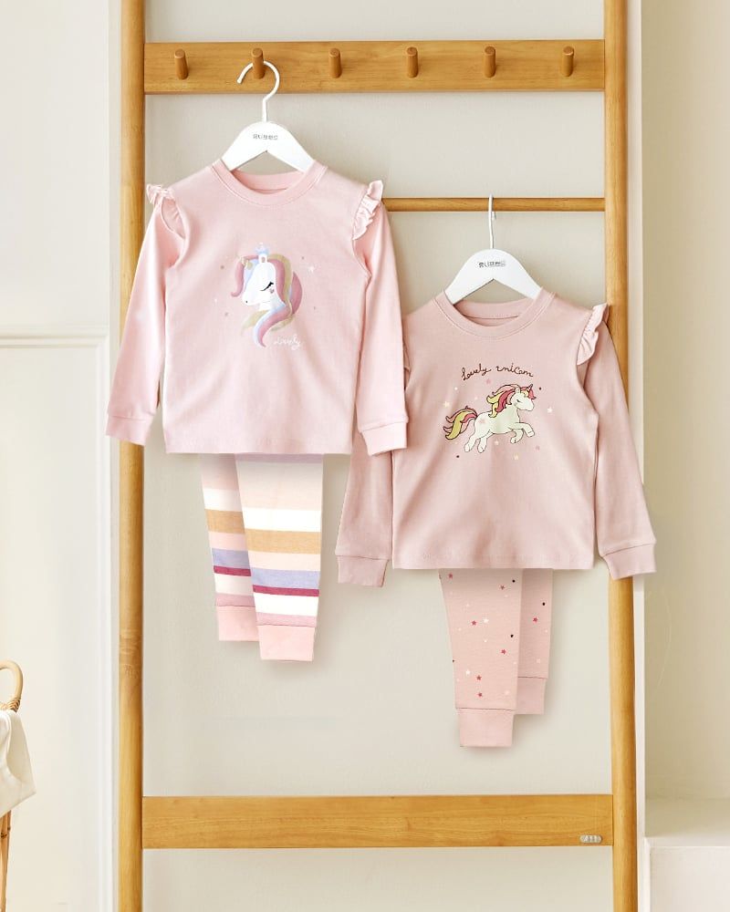 Bộ đồ dài dáng ôm cotton mịn bé gái U1205