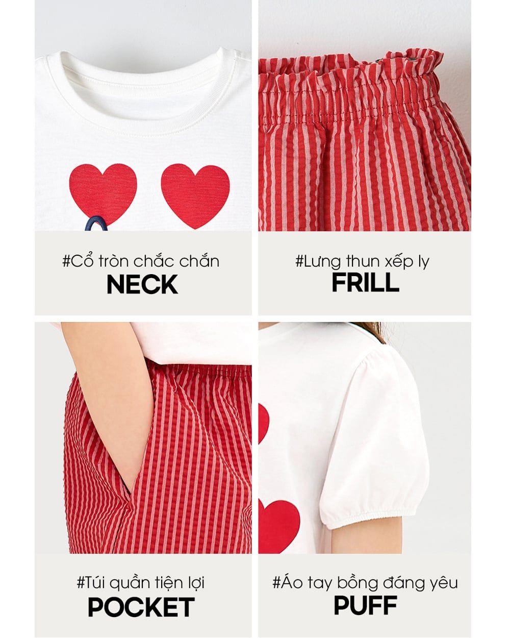 Bộ đồ ngắn cotton mịn bé gái U3215