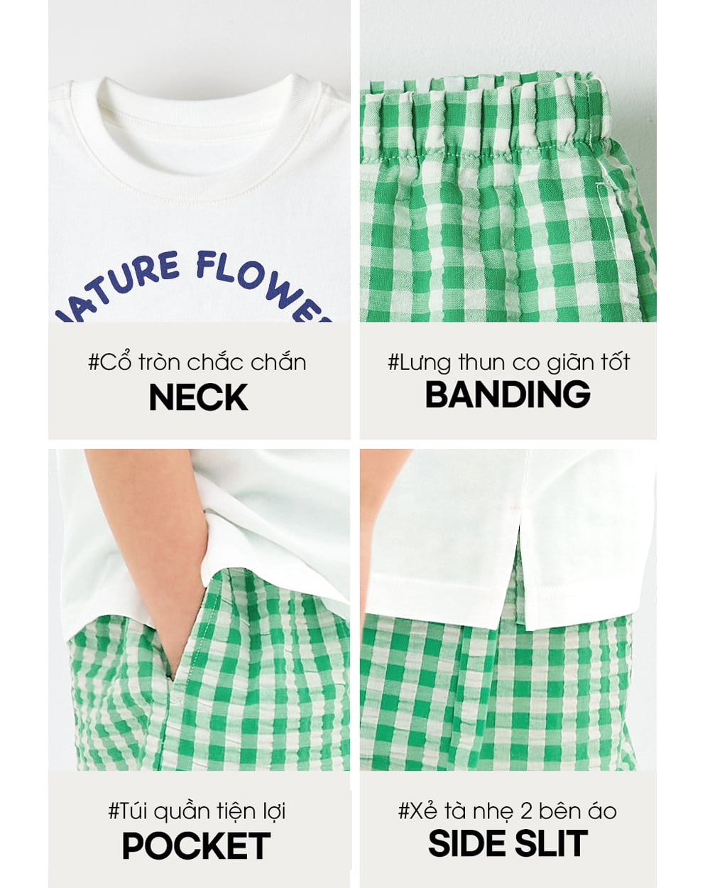 Bộ đồ ngắn cotton mịn bé gái U3214