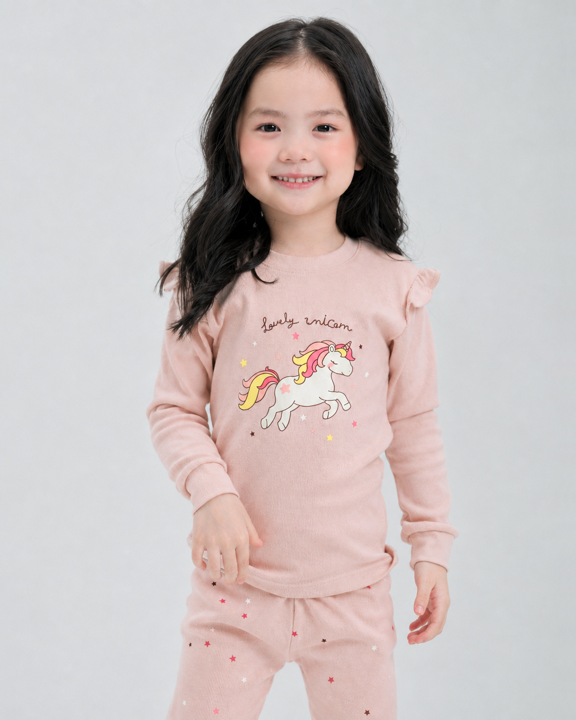 Bộ đồ dài dáng ôm cotton mịn bé gái U1202