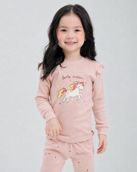 Bộ đồ dài dáng ôm cotton mịn bé gái U1202