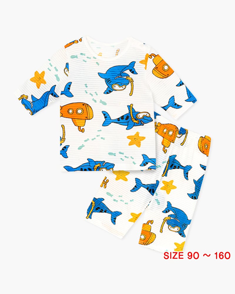 Bộ đồ lửng cotton giấy bé trai U2038