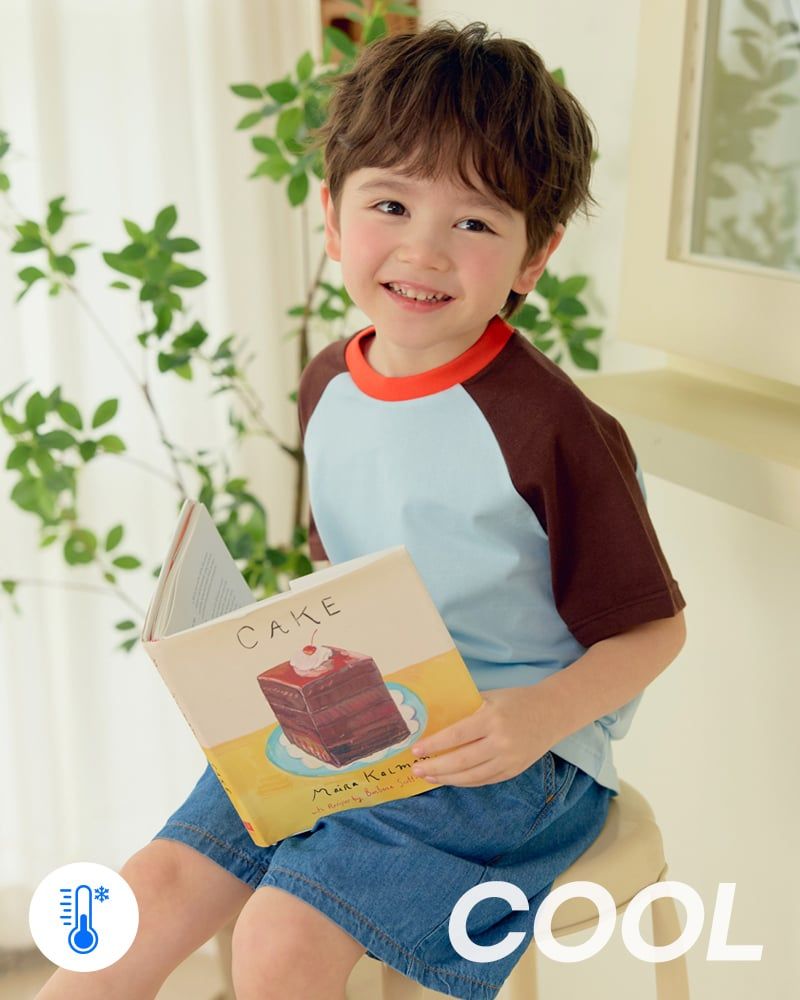 Áo thun tay ngắn Raglan vải cotton thoáng mát bé trai và bé gái U900Q