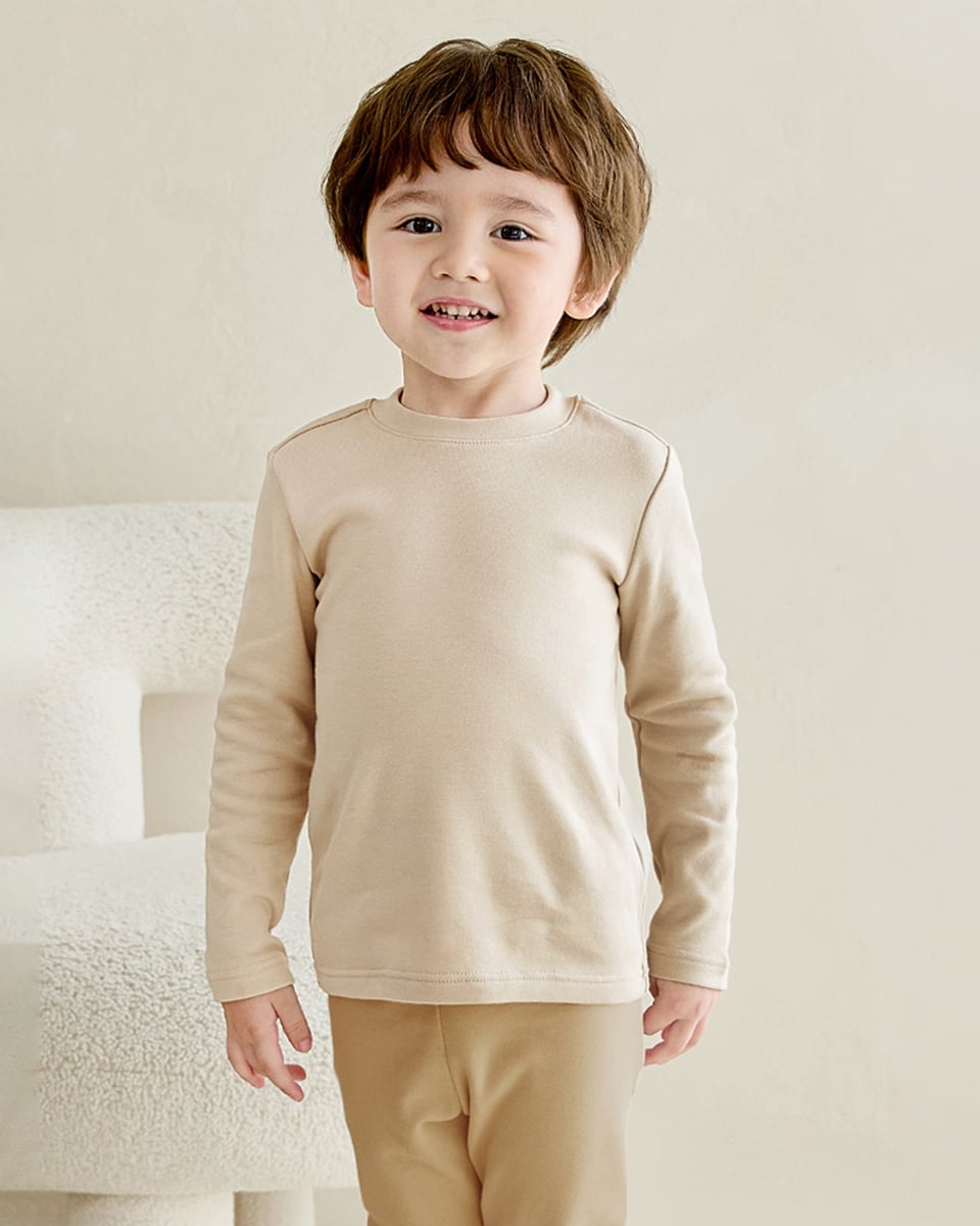 Áo dài tay cổ tròn vải nỉ cào bông ấm thu đông bé trai và bé gái U900L