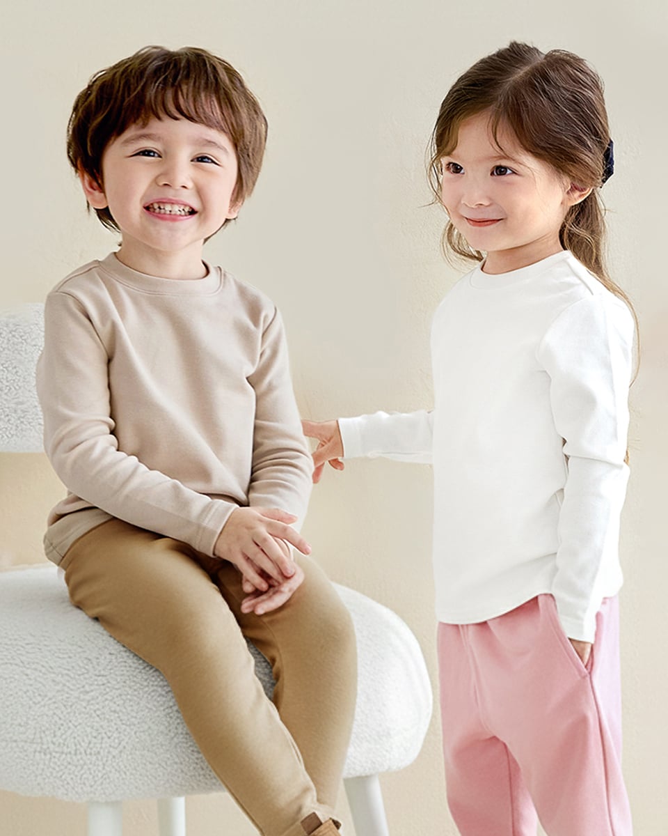 Áo dài tay cổ tròn vải nỉ cào bông ấm thu đông bé trai và bé gái U900L