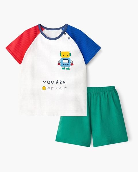Bộ đồ ngắn cotton giấy bé trai U3204