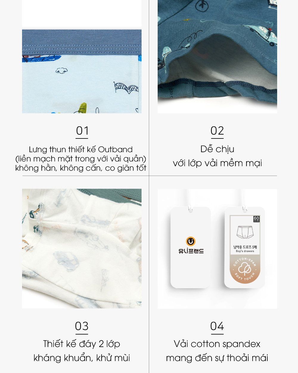 Set 5 quần chip đùi bé trai U6049