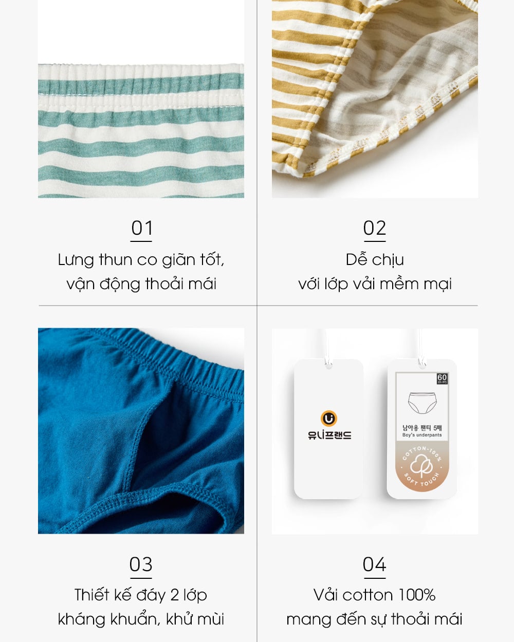 Set 5 quần chip tam giác bé trai U6052