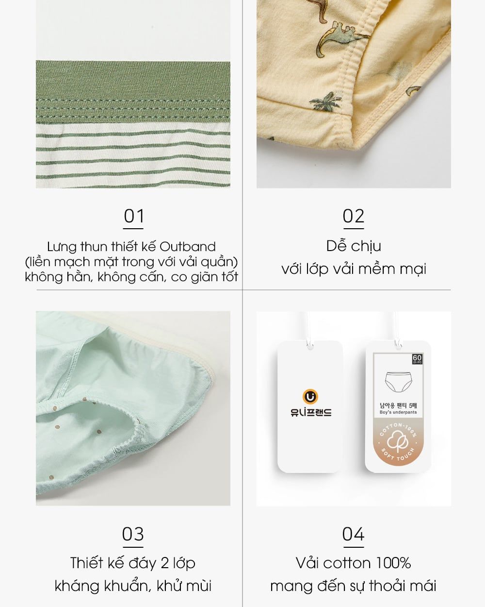 Set 5 quần chip tam giác bé trai U6056