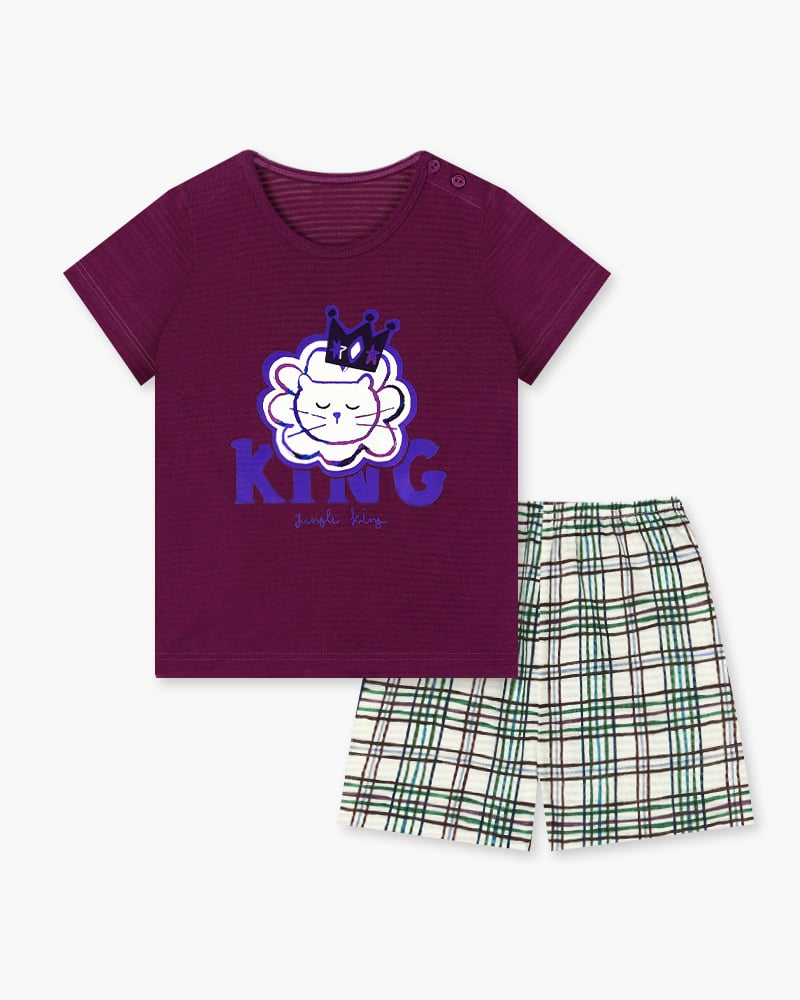 Bộ đồ ngắn cotton giấy phối cotton mịn bé gái và bé trai U3144