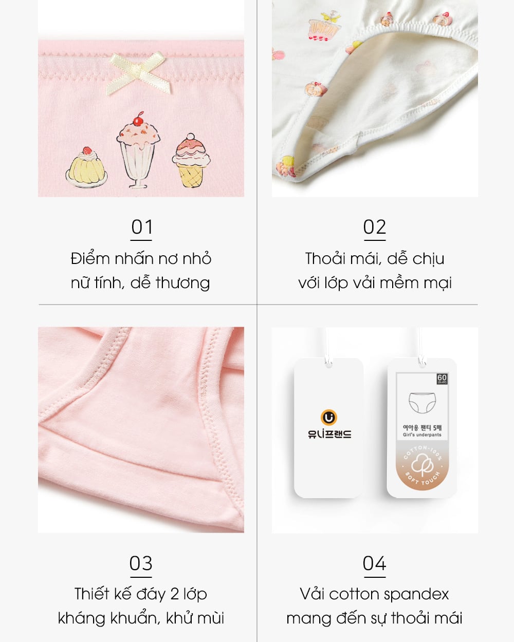 Set 5 quần chip tam giác bé gái U6055