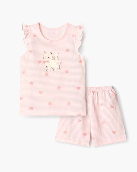 Bộ đồ ba lỗ cotton giấy bé gái U4098