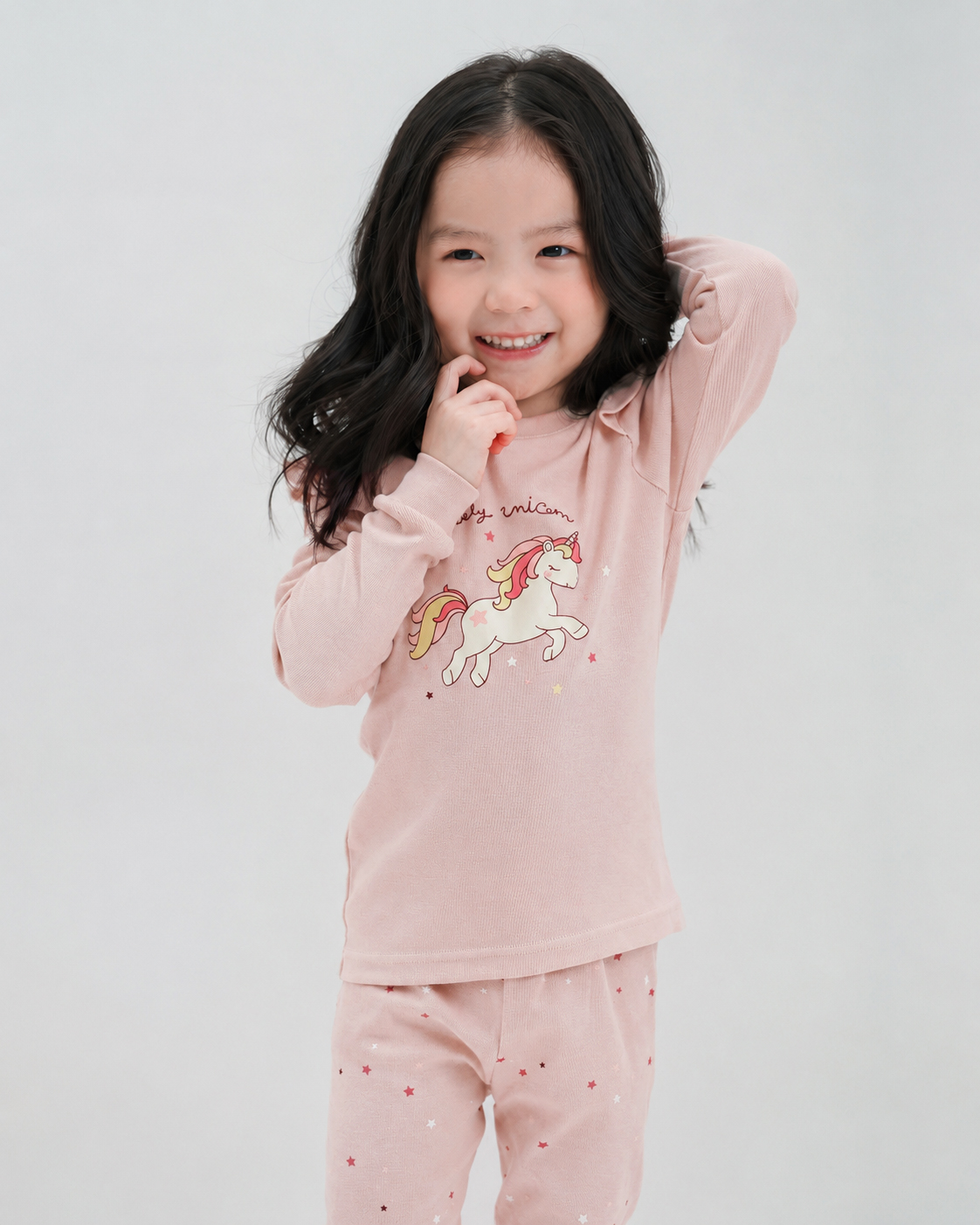 Bộ đồ dài dáng ôm cotton mịn bé gái U1202