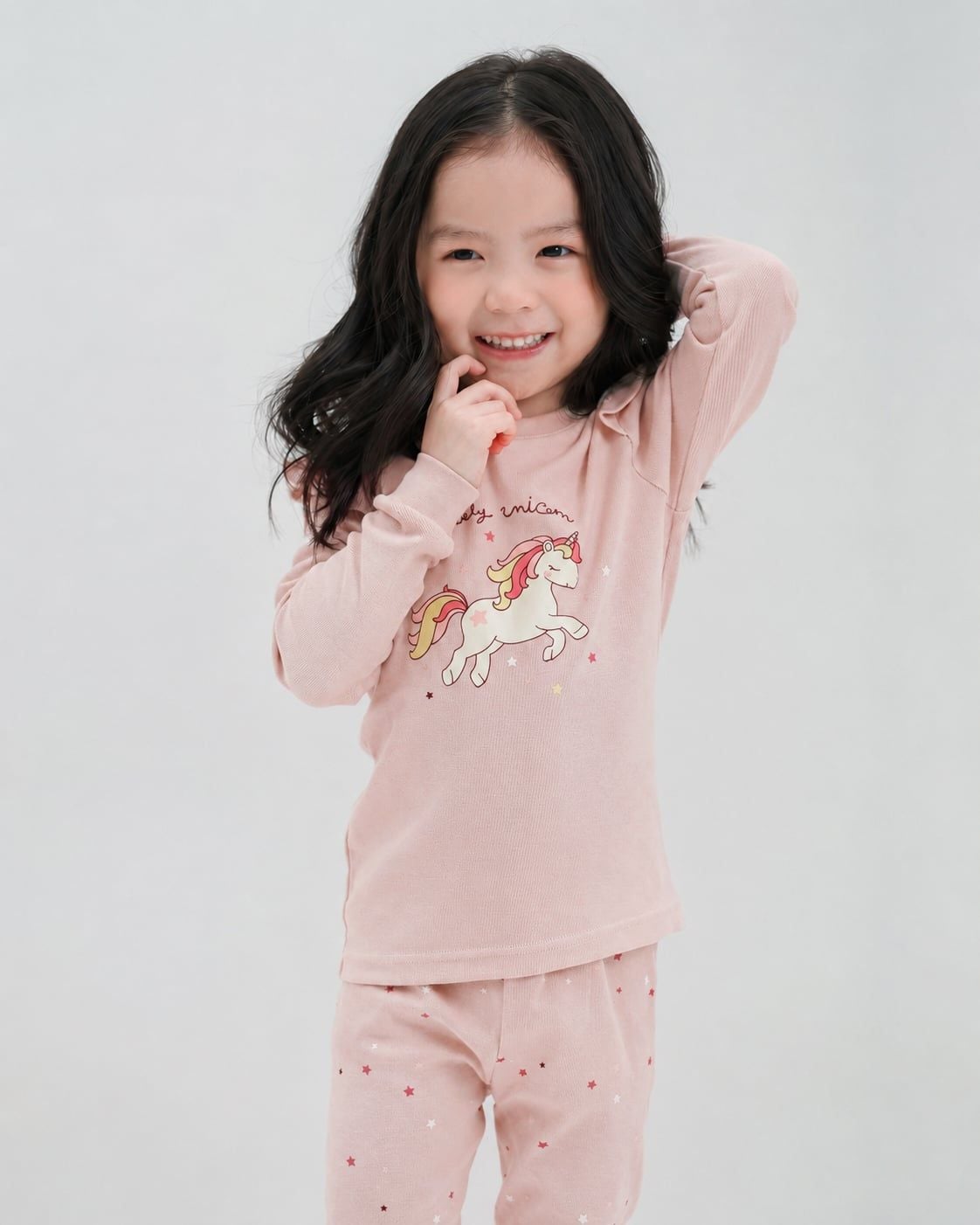 Bộ đồ dài dáng ôm cotton mịn bé gái U1202