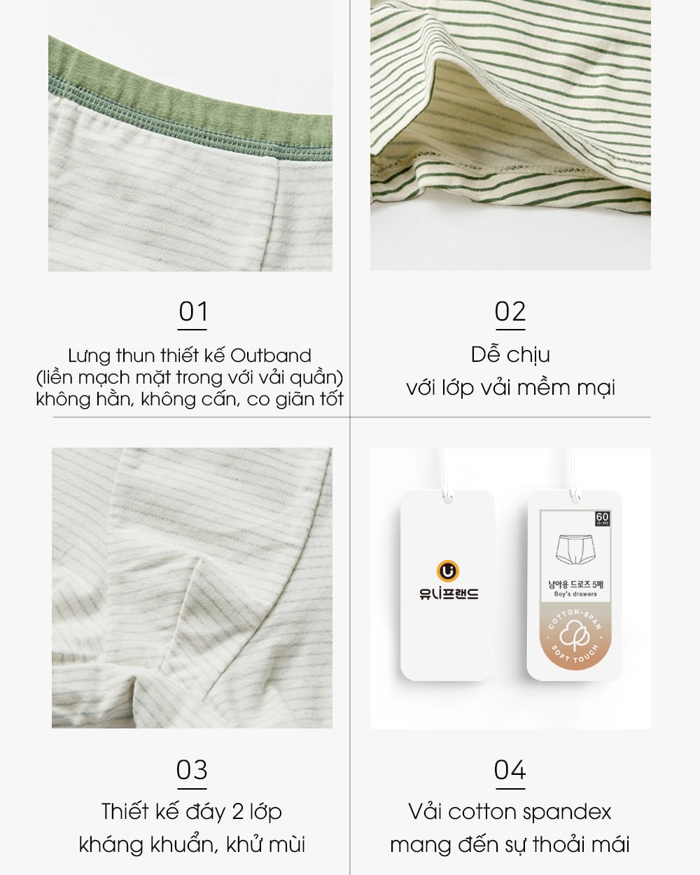 Set 5 quần chip đùi bé trai U6048