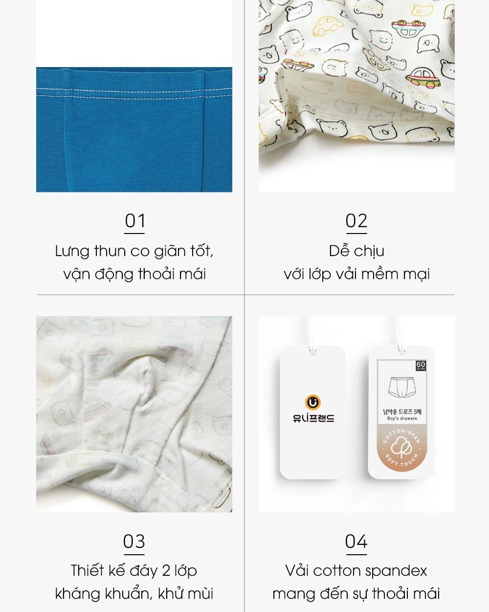 Set 5 quần chip đùi bé trai U6050