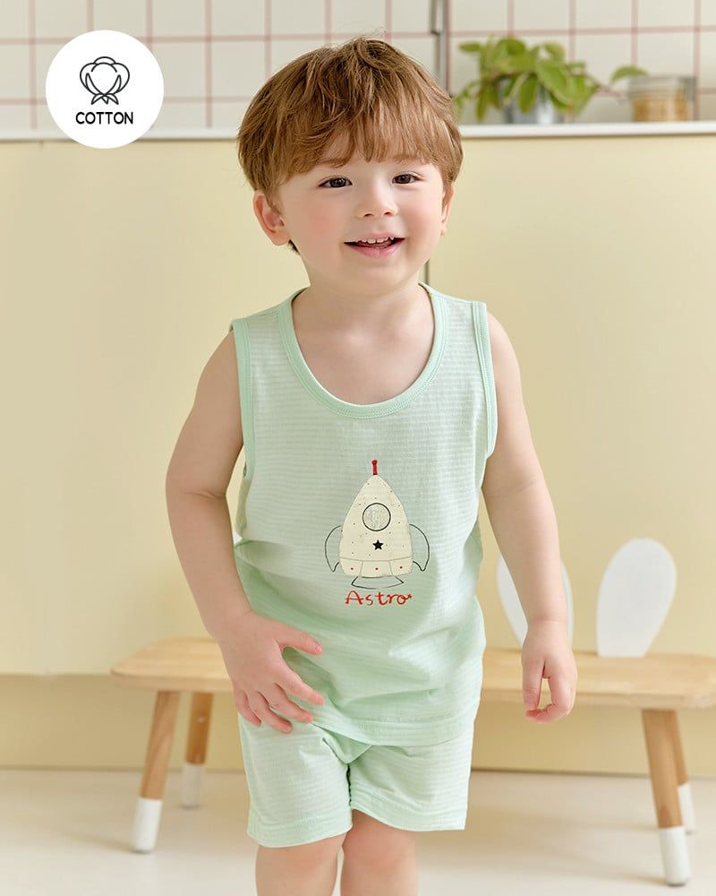 Bộ đồ ba lỗ cotton giấy bé trai U4111