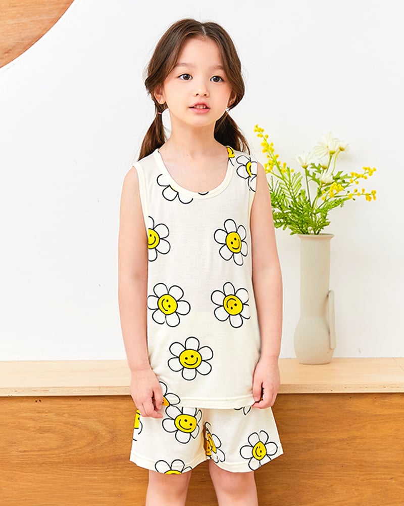 Bộ đồ ba lỗ Cool Feel mịn mỏng mát bé gái U4061