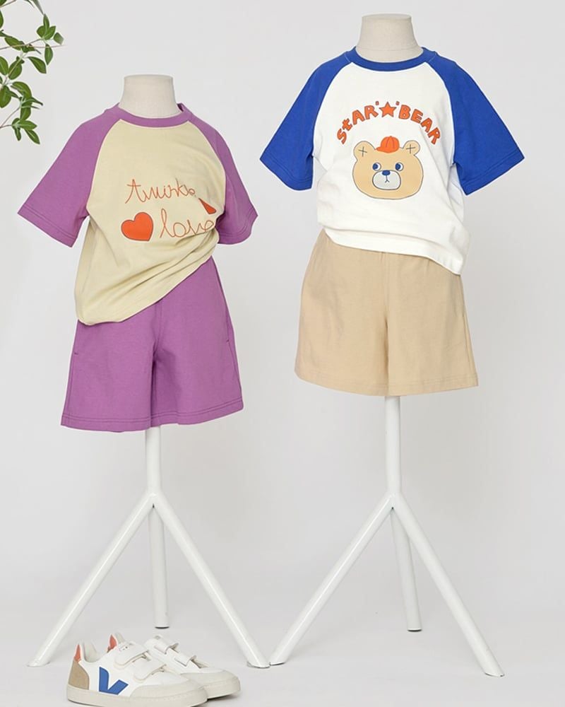 Bộ đồ ngắn cotton mịn bé trai và bé gái U3186