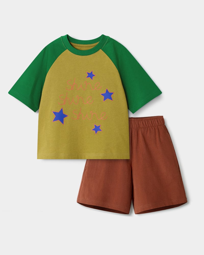 Bộ đồ ngắn cotton mịn bé trai và bé gái U3188